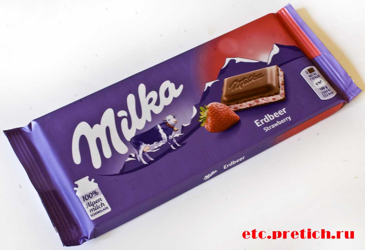 Отзыв на шоколад Milka Erdbeer Strawberry из Германии