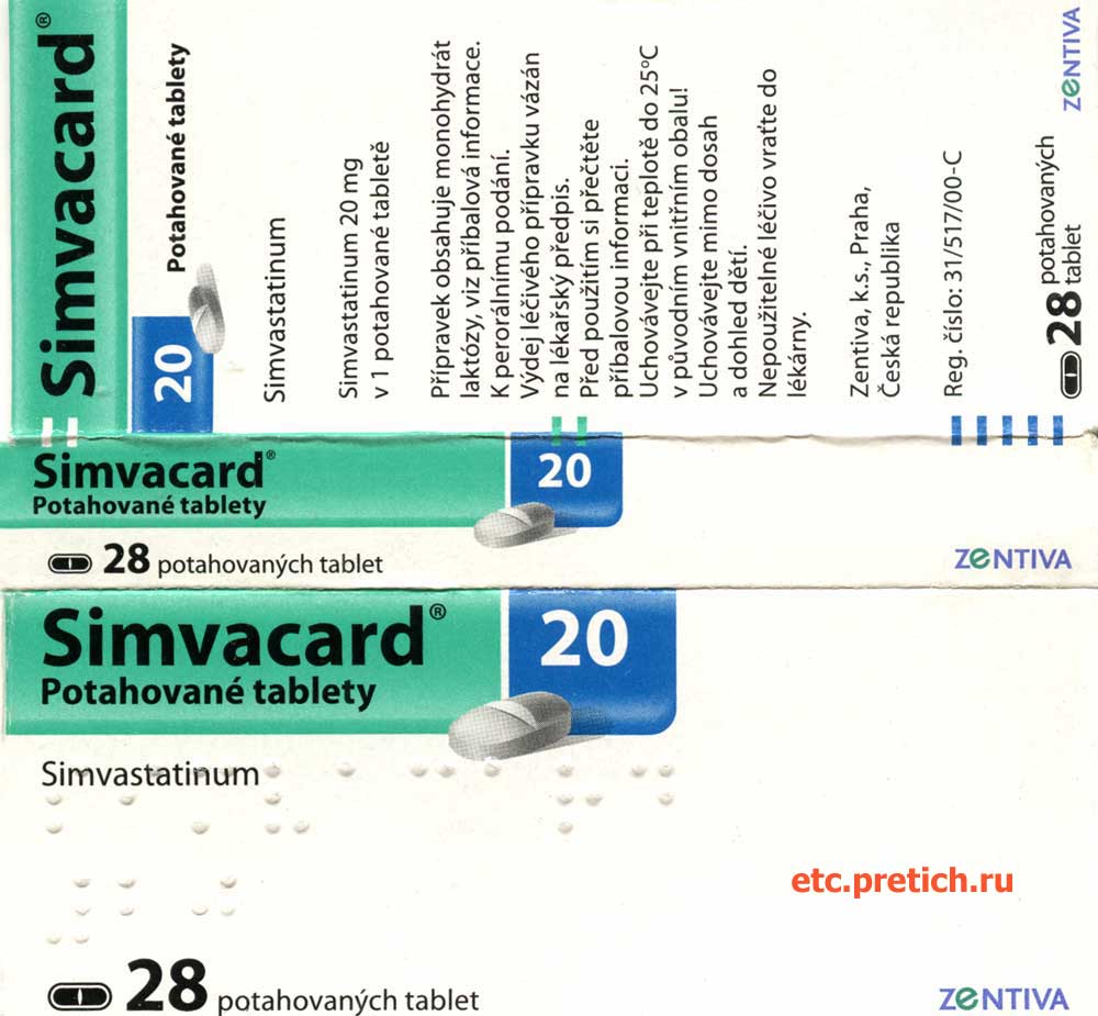 От холестерина Simvacard 20 - таблетки из Чехии, отзыв и описание